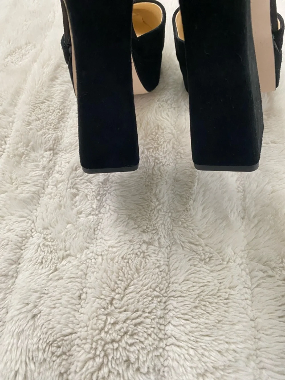 Jessica Simpson Black Suede Platform Block Heels with Ankle Strap Size 8.5
